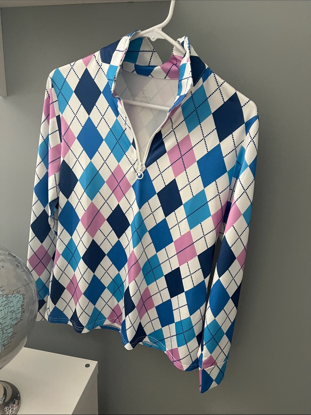 Jack Smith Argyle Zip-Up Pullover - Blue, Navy & Pink